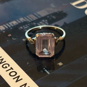 Elegant Gold/Silver and very light pink Gemstone Ring